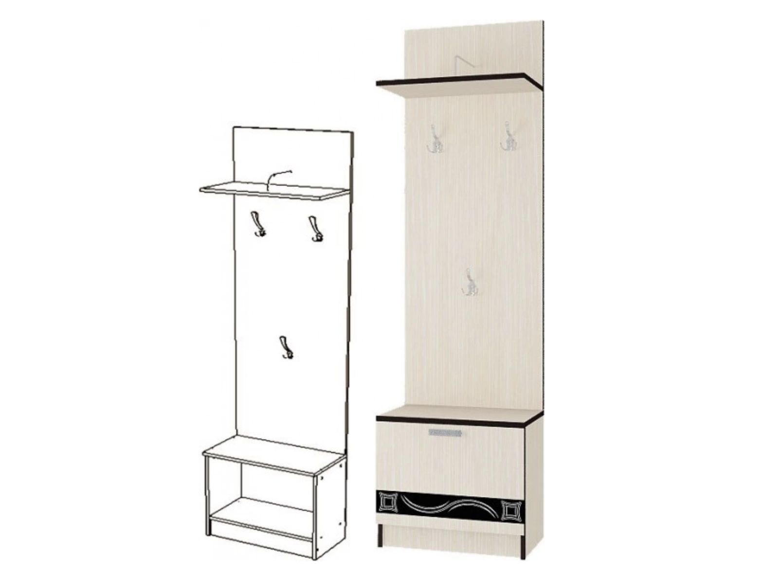 Обувница + Вешалка Линкольн ЛО-02 (0,6х2,2х0,32)