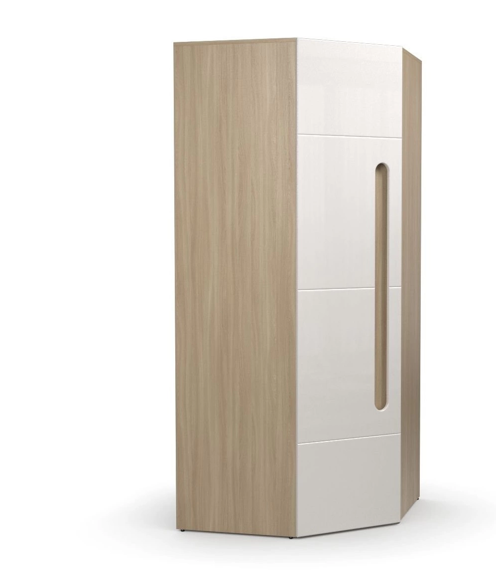 Шкаф Угловой без Полок Палермо МДФ (Ш-880 х Г-880 x В-2078 мм)Ясень Шимо Светлый/ фасад Белый Глянец 