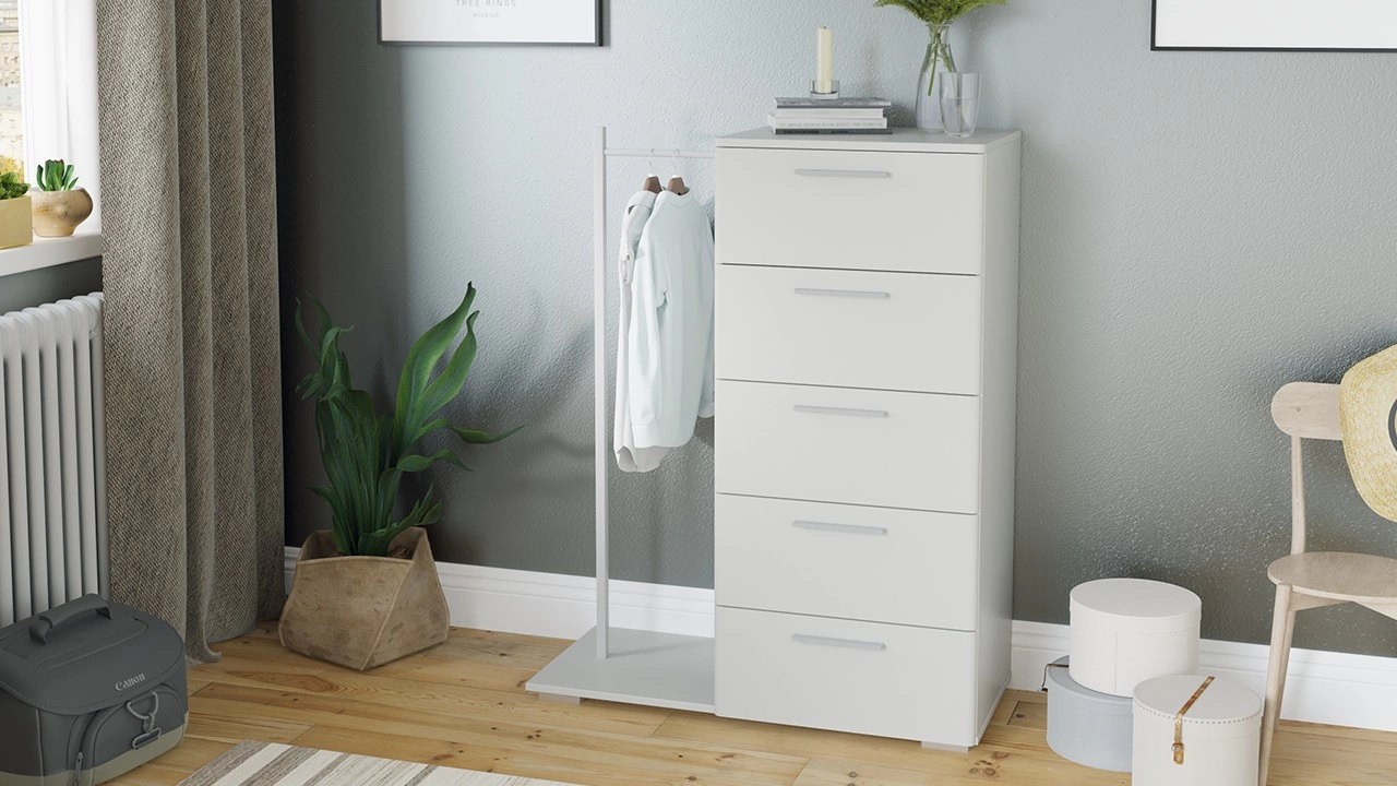 Комод Энистон Белый Глянец (Ш-922 мм x В-1152 мм x Г-412 мм)