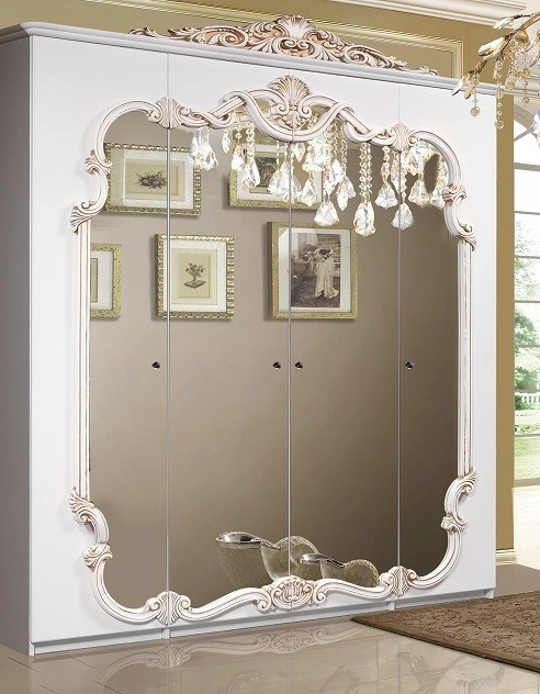 Шкаф ROZZETO NEW  Белый Патина/Золото Ш-1850 х В-2350 х Г-640 мм