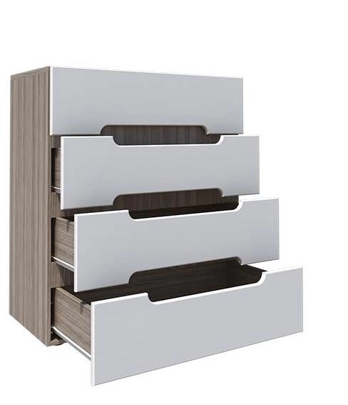 Комод Палермо МДФ Ясень Шимо Светлый/ фасад Белый Глянец (Ш-900 х Г-430 x В-1110 мм)