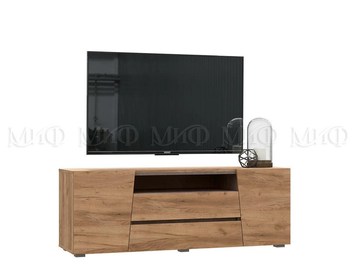 Тумба под ТВ Портофино Дуб Крафт/Бетон (Ш-1402 мм x В-504 мм x Г-414 мм)/Разные Цвета