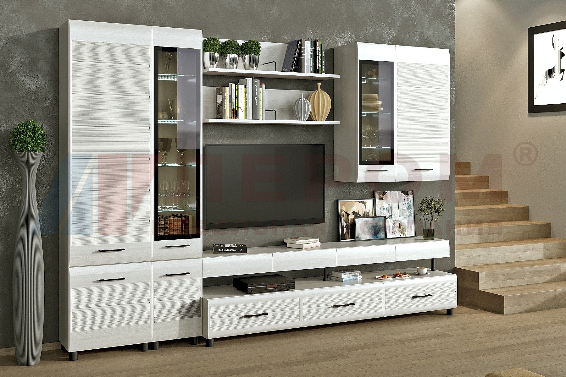 Гостиная-Стенка Камелия  №1 (В-2172 х Ш-3060 х Г-452 мм)