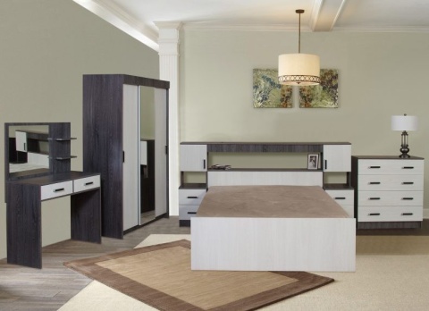 Бася-2 Спальный Гарнитур ЛДСП с Пуфиком и Матрасом в Подарок/Разные Цвета