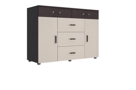 Комод Вега К-03 Венге/Дуб Молочный (Ш-1250 × В-910 × Г-449 мм)