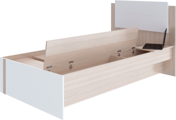 Кровать "Волкер" М 14 Ясень Шимо Светлый/Белый