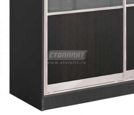 Шкаф 2-х дверный СБ-1083БП Дуб Феррара+ встав Дуб Феррара+встав стекло сатин/серебро