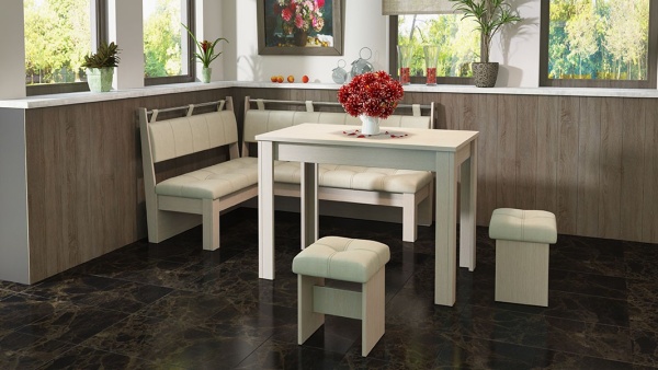 Кухонный уголок «Омега» Белфорт/Лен Бежевый