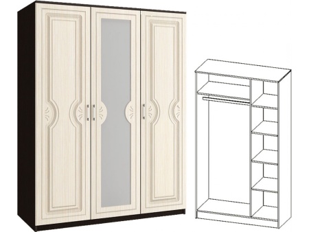 Шкаф Зара 3-х Створчатый МДФ ЗШ-03 (1,5х2,02х0,51)/Разные Цвета 