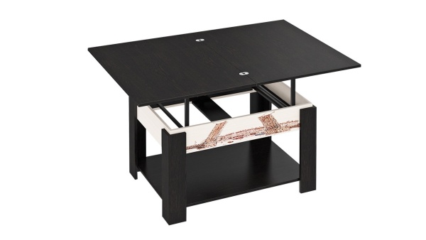 Журнальный Столик Тип 6 Трансформер с Рисунком Венге Цава/Дуб Молочный/Ш-650 × Г-900 × В-530 мм