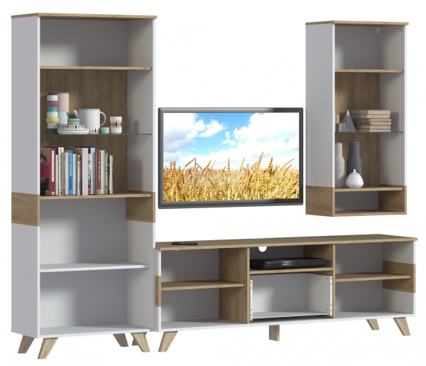 FINN Набор (СБ-2909/1+СБ-2910/1+СБ2912/1) Дуб Светлый/Белый/Ш-2548 X В-1956 X Г-440 мм