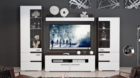 Гостиная «Фьюжн №1» Белый Глянец/Венге Линум