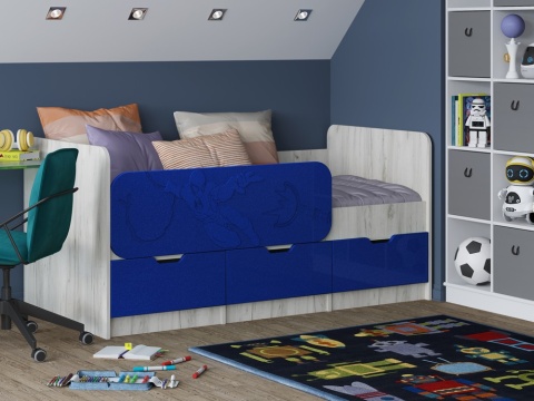 Детская Кровать Юнга-15 МДФ (Д-1632/1832 x В-850 x Г-850 мм)/Разные Принты