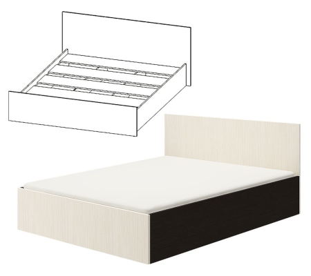 Кровать Зара ЛДСП ЗК Венге/Ясень Шимо Светлый  1400/1600 x 2000 мм