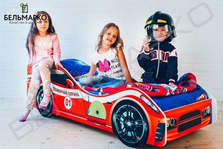 Детская кровать-тачка ПОЖАРНАЯ ОХРАНА