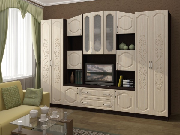 Гостиная Марк-3 МДФ Скандинавский дуб белый/венге(2,8х2,0х0,44)