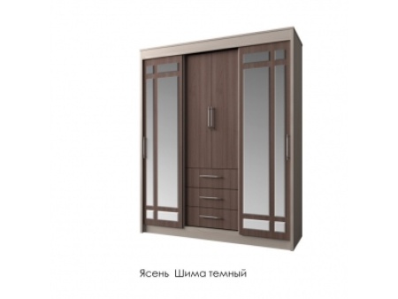 Шкаф-Купе 4-х Створчатый Витраж (Ш-1700/2000 х В-2300 х Г-560 мм)/Разные Цветы