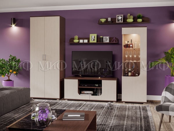 Гостиная Олеандр Венге/Беленый Дуб (Ш-2676 x В-2120 x Г-556 мм)