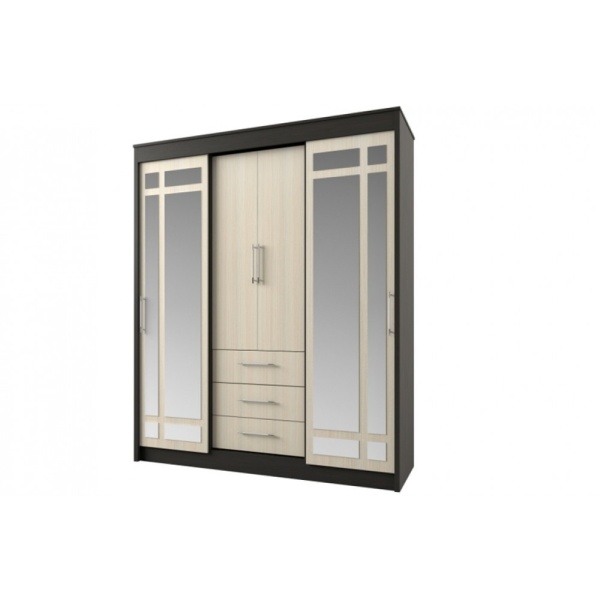 Шкаф-Купе 4-х Створчатый Витраж (Ш-1700/2000 х В-2300 х Г-560 мм)/Разные Цветы