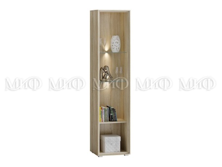 Пенал Формула со Стеклом МДФ Сонома/Белый Глянец (Ш-500 мм x Г-570 мм х В-2150 мм)